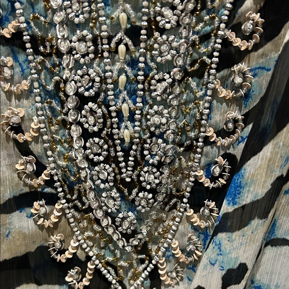 Elegant Blue and Black Women's Blouse - Picture 5 of 7